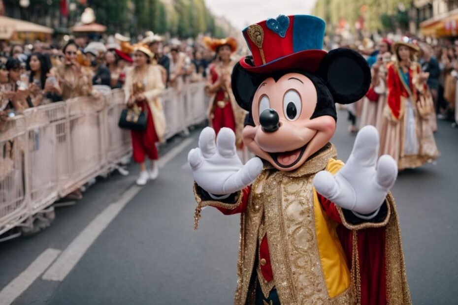 Apparition de Mickey Mouse dans la parade Paris