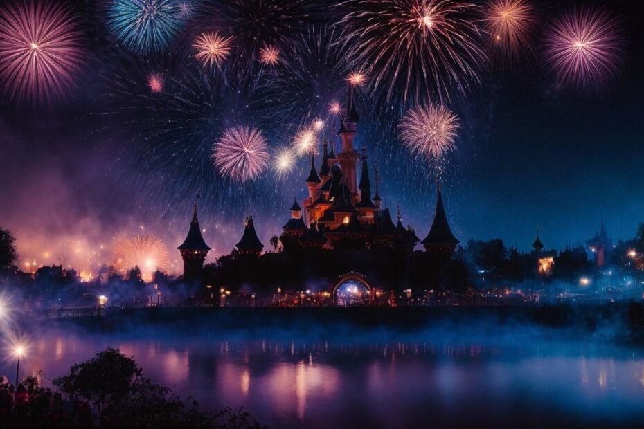 Dner avec les feux dartifice Disney Paris